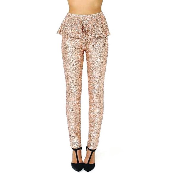 Nasty Gal Dream Sequence Sequin Rose Gold Peplums - Picture 5 of 8